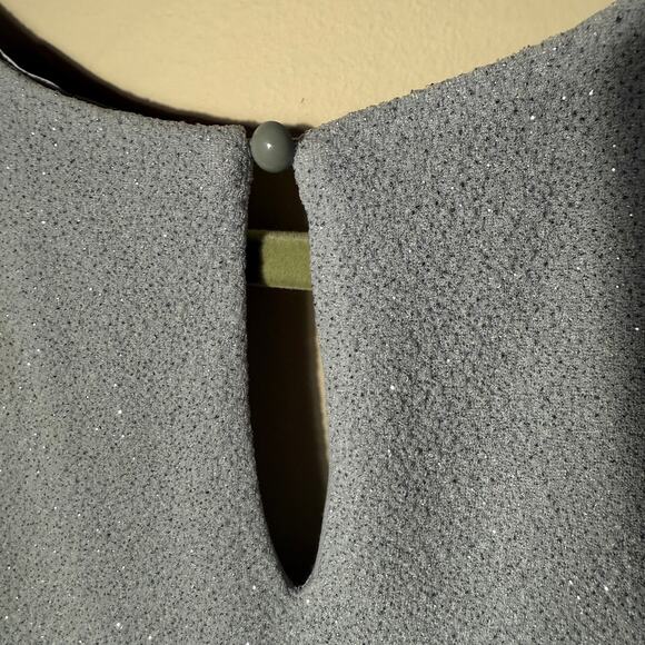 Ulla Popken Silver Sparkle Flutter Sleeve Dress SZ 28 V Neck Formal New Years - Picture 7 of 8